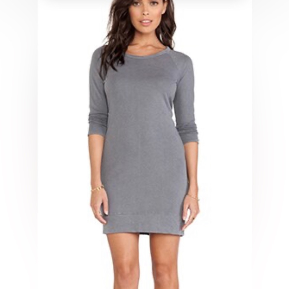 DRESS Women's James Perse Soft Gray "North" Sweatshirt Raglan Mini Dress. Size 2